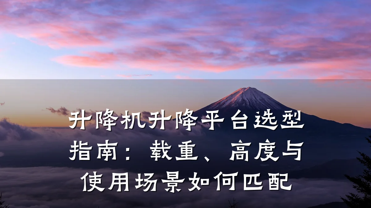 升降机升降平台选型指南：载重、高度与使用场景如何匹配