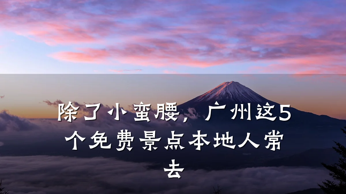 除了小蛮腰,广州这5个免费景点本地人常去