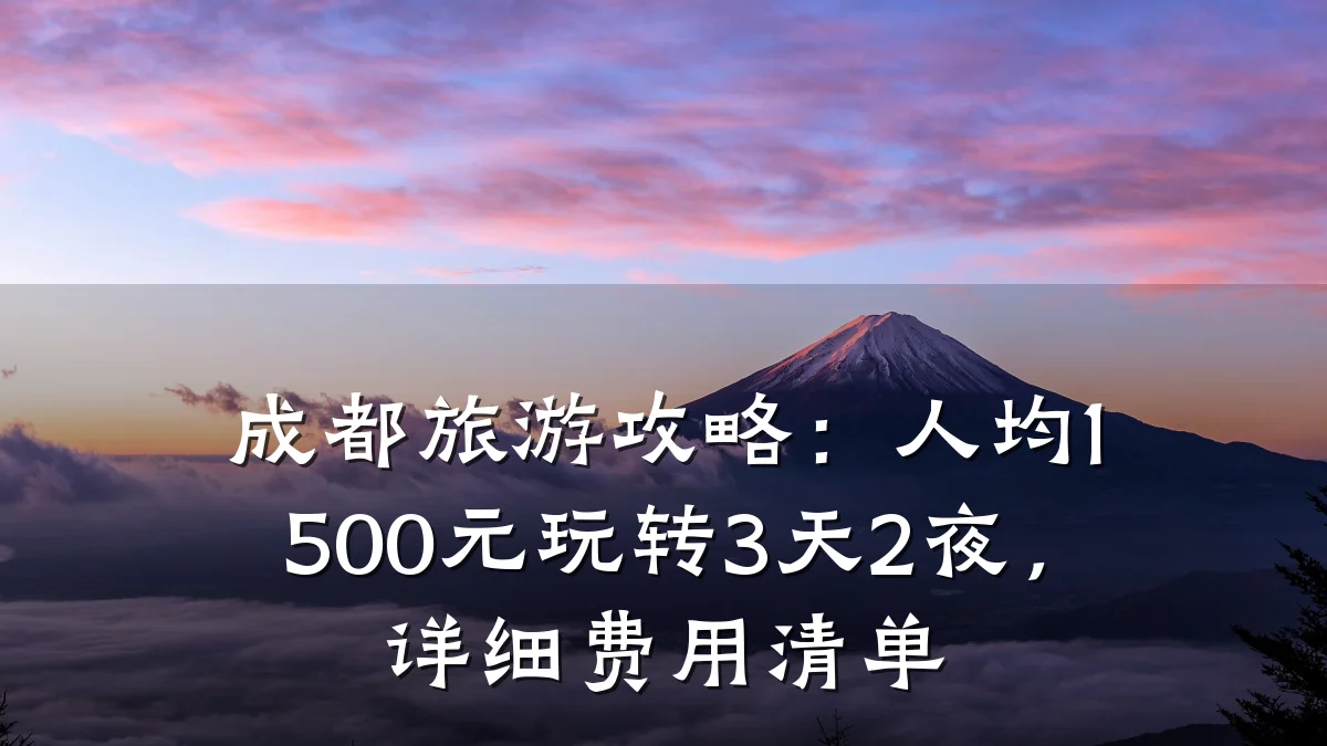 成都旅游攻略:人均1500元玩转3天2夜,详细费用清单
